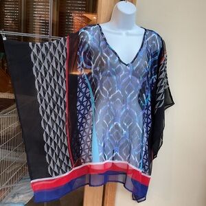 Chico’s ladies sheer v-neck poncho tunic. EUC